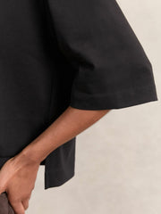 Women Oversized Cotton Crew Neck T-Shirt in Black