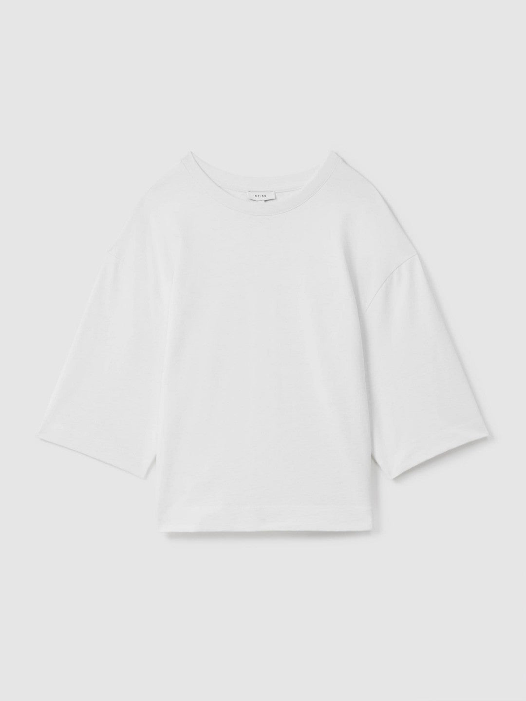Women Oversized Cotton Crew Neck T-Shirt in White