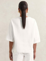 Women Oversized Cotton Crew Neck T-Shirt in White