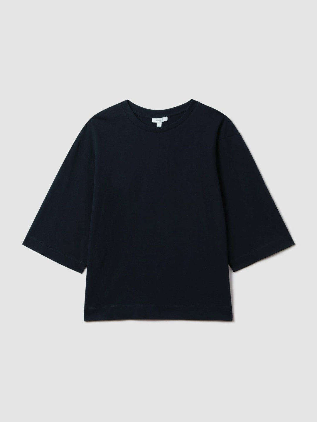 Women Oversized Cotton Crew Neck T-Shirt in Navy
