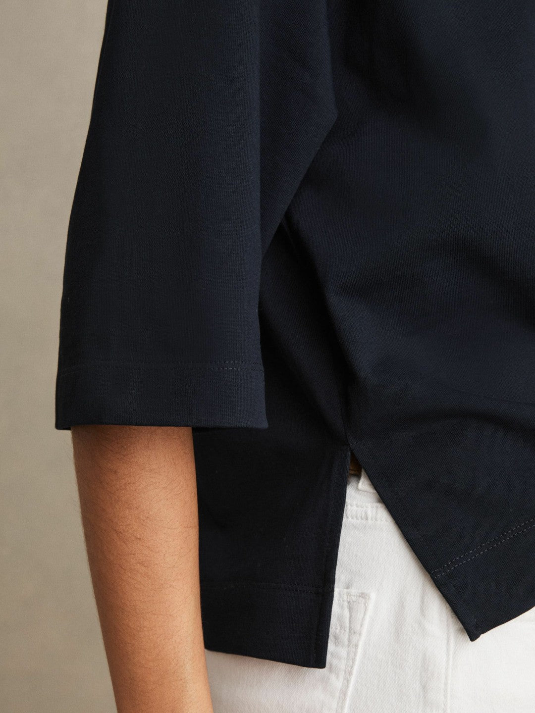 Women Oversized Cotton Crew Neck T-Shirt in Navy