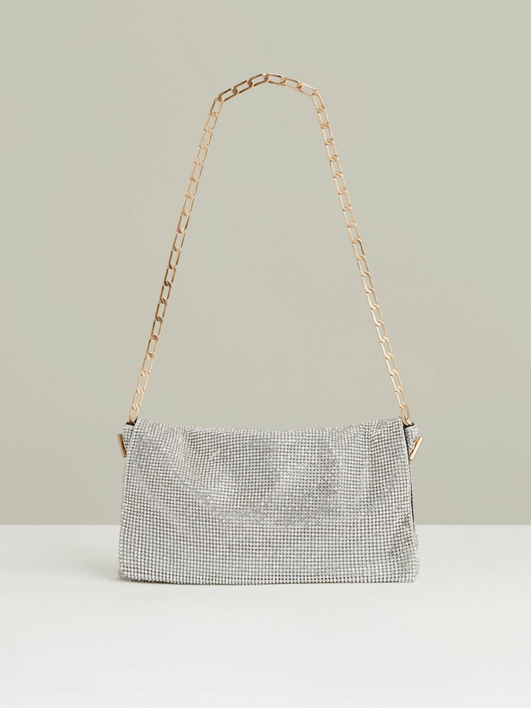 Women Embellished Chainmail Shoulder Bag in Silver