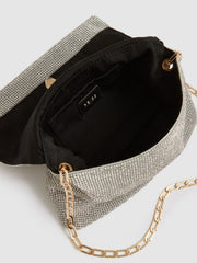 Women Embellished Chainmail Shoulder Bag in Silver