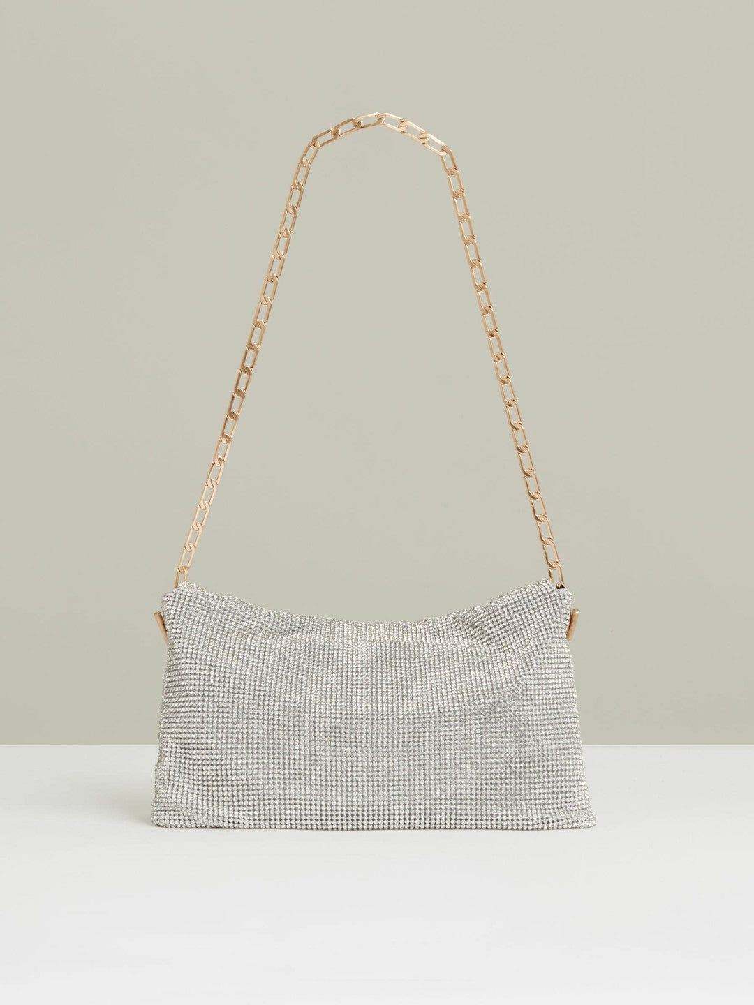 Women Embellished Chainmail Shoulder Bag in Silver
