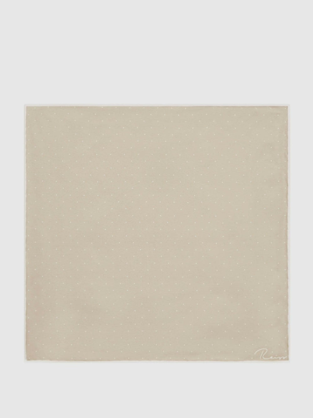 Men Polka Dot Silk Pocket Square in Stone