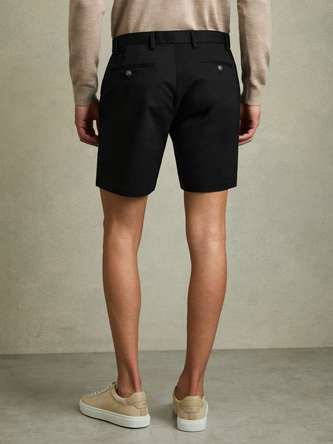 Men Short Length Casual Chino Shorts in Black