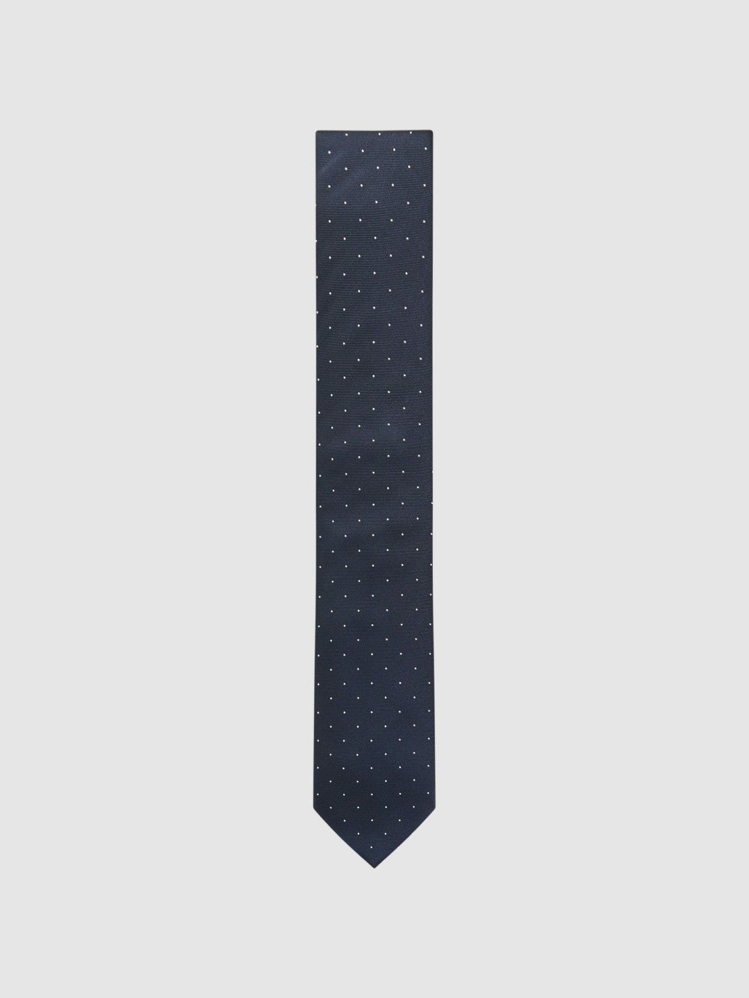 Men Polka Dot Silk Tie in Navy