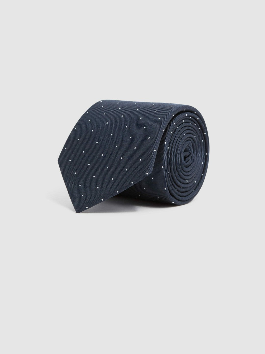 Men Polka Dot Silk Tie in Navy