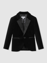 Children & Baby 3-9 yrs Single Breasted Velvet Blazer in Black