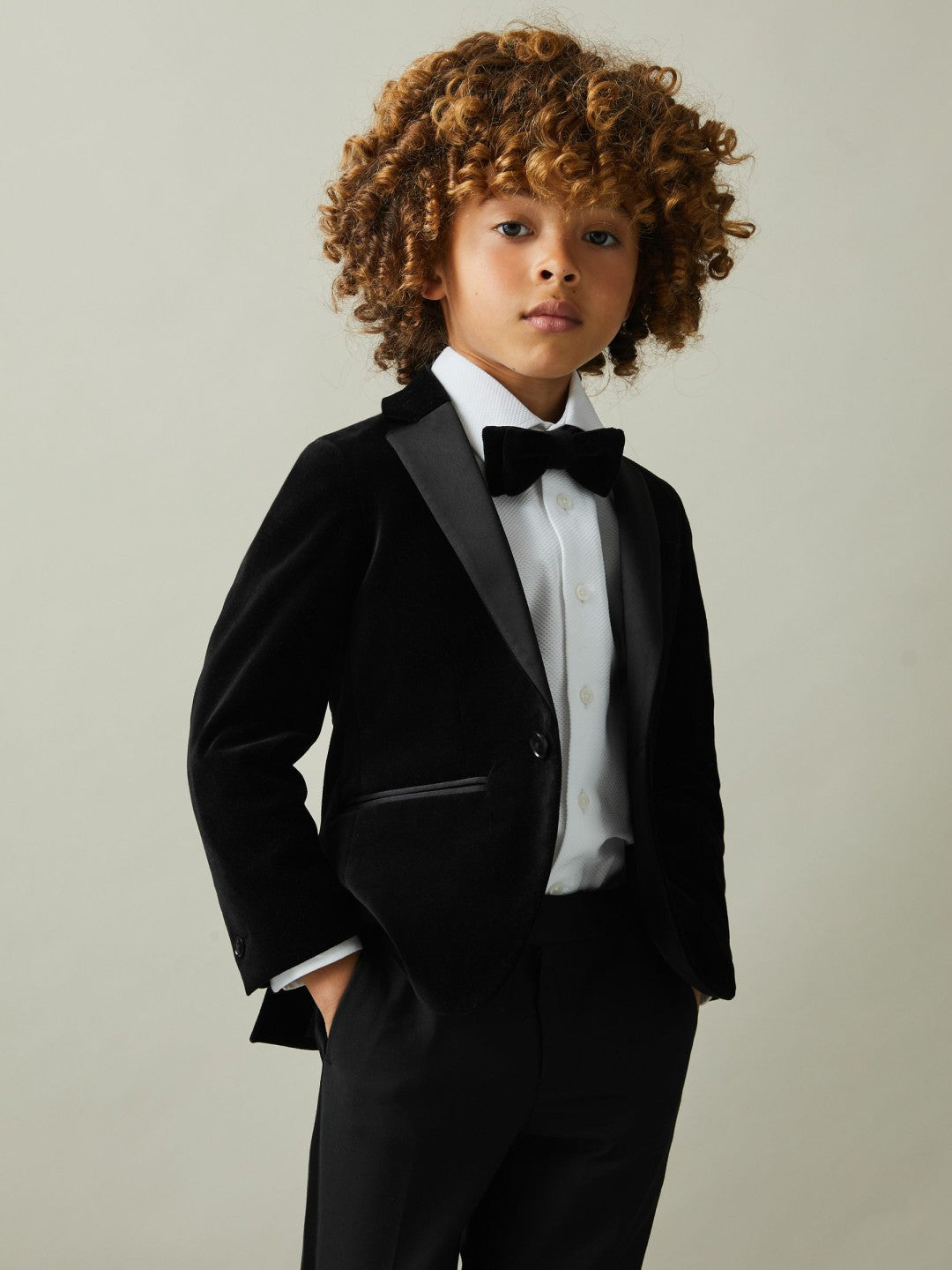 Children & Baby 3-9 yrs Single Breasted Velvet Blazer in Black