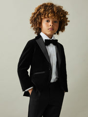 Children & Baby 3-9 yrs Single Breasted Velvet Blazer in Black