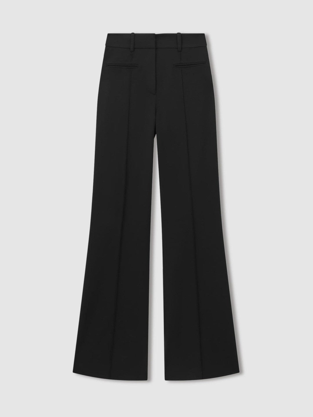 Women Petite High Rise Flared Trousers in Black