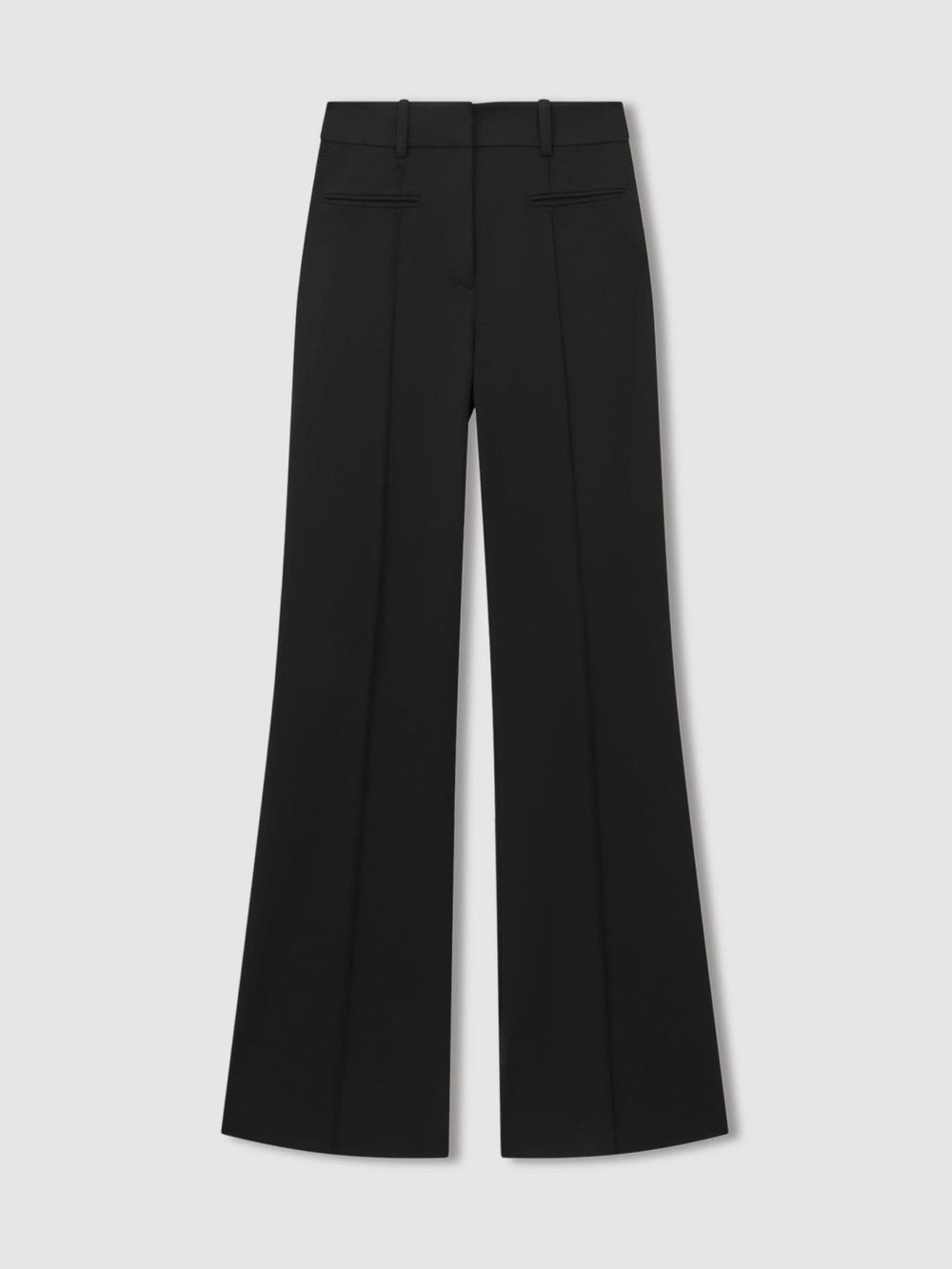 Women Petite High Rise Flared Trousers in Black