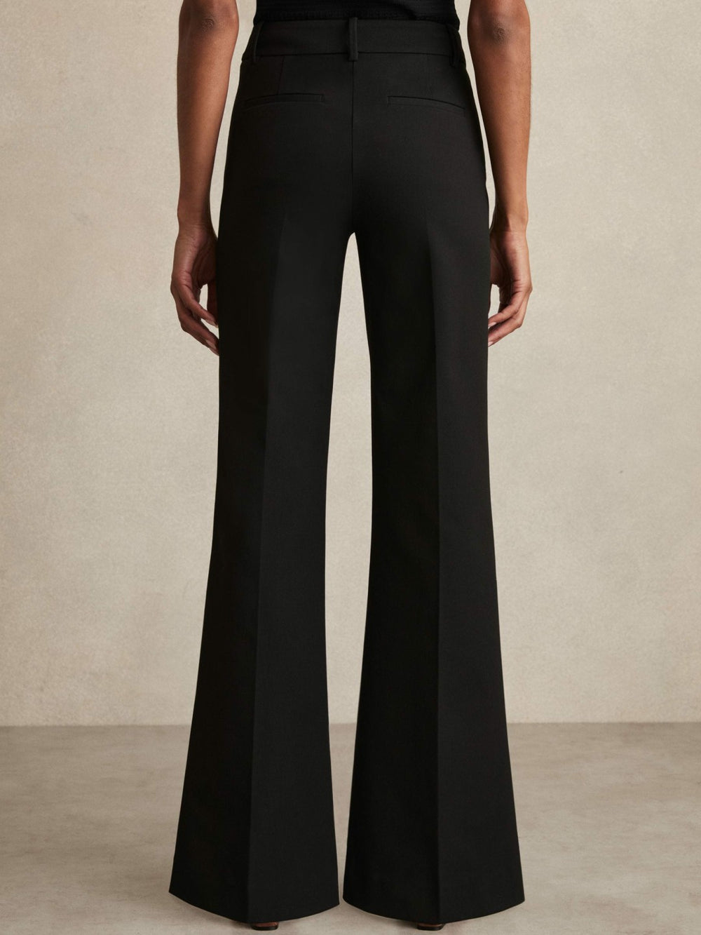 Women High Rise Flared Trousers in Black
