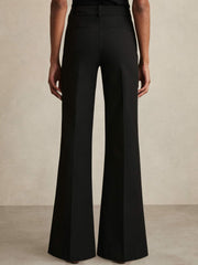 Women High Rise Flared Trousers in Black