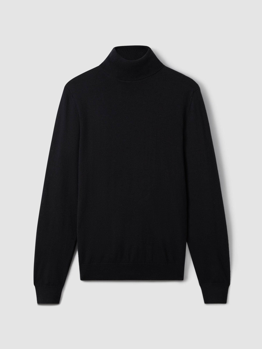 Men Slim Fit Merino Wool Roll Neck Jumper in Navy