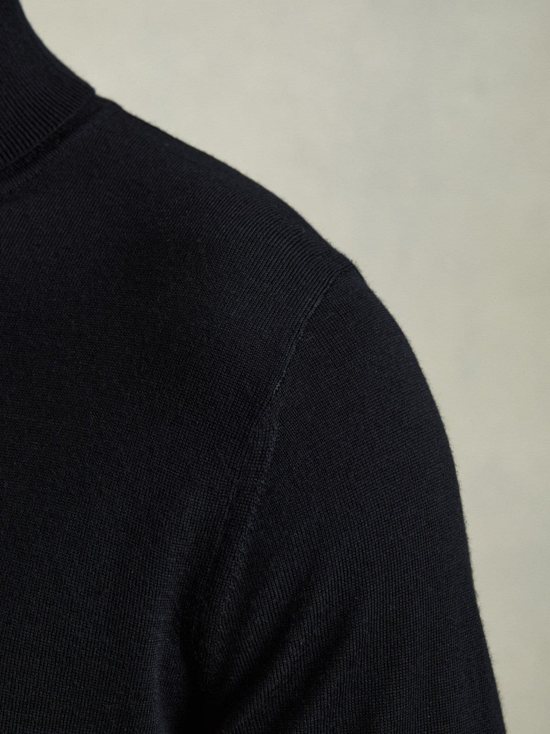 Men Slim Fit Merino Wool Roll Neck Jumper in Navy