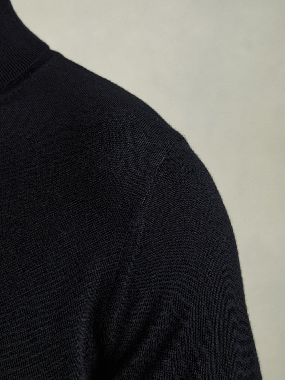 Men Slim Fit Merino Wool Roll Neck Jumper in Navy