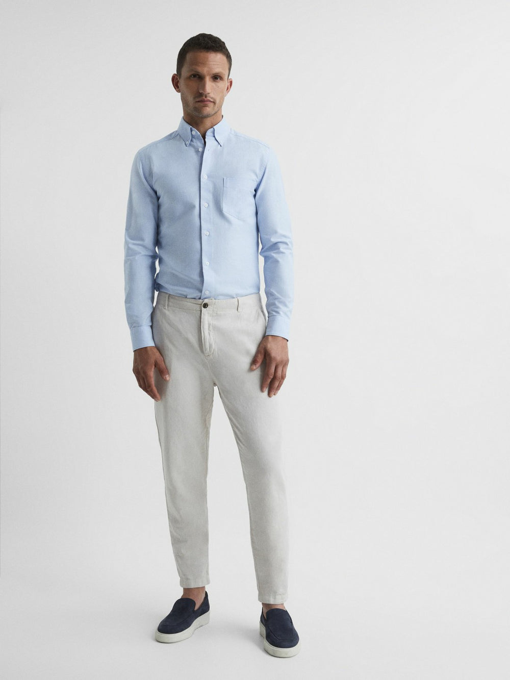 Men Soft Wash Button Down Oxford Shirt in Soft Blue