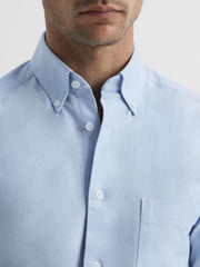 Men Soft Wash Button Down Oxford Shirt in Soft Blue
