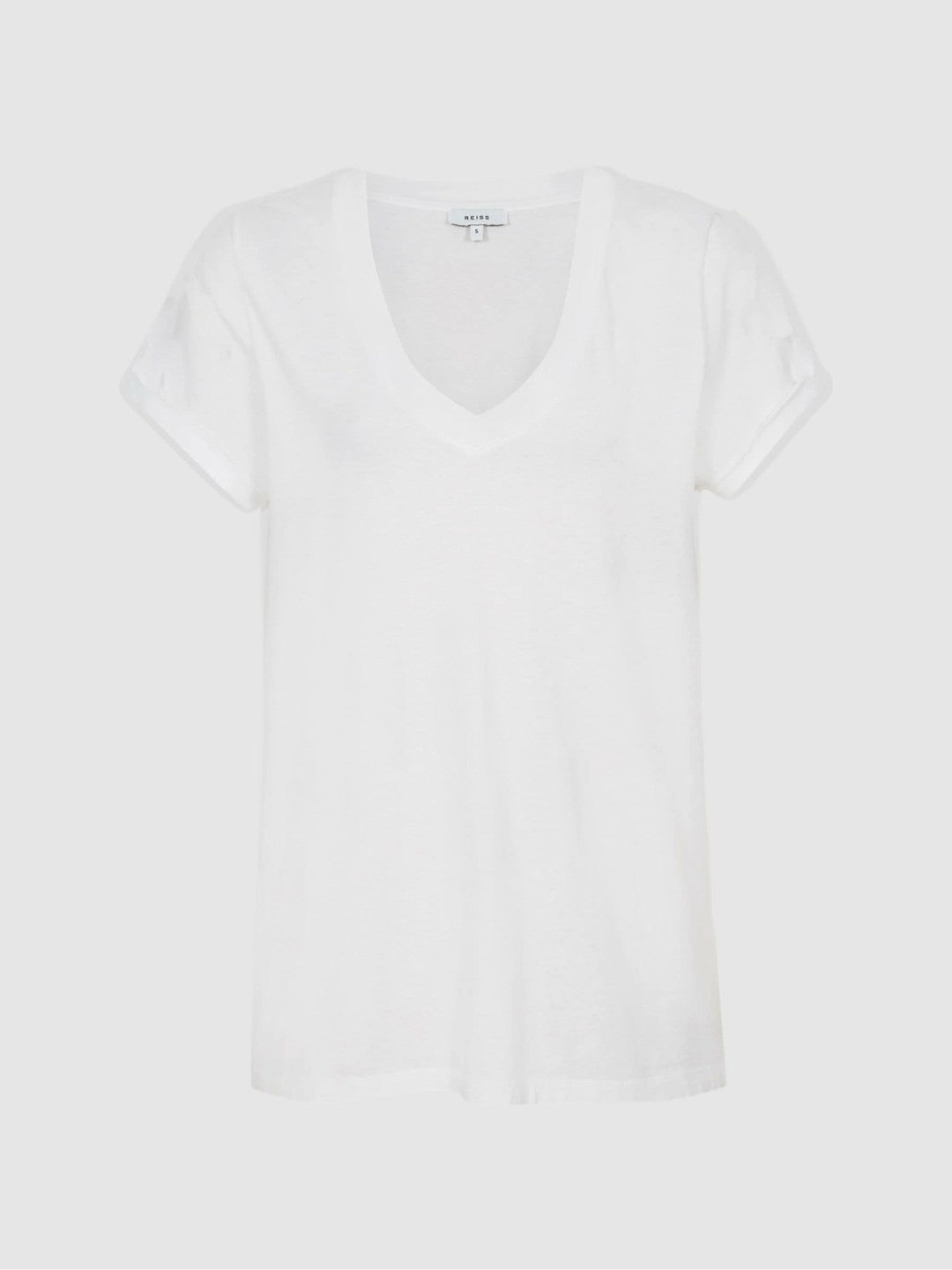 Women Cotton-Jersey V-Neck T-Shirt in White