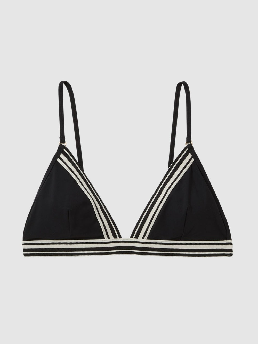 Women Triangle Colourblock Bikini Top in Black