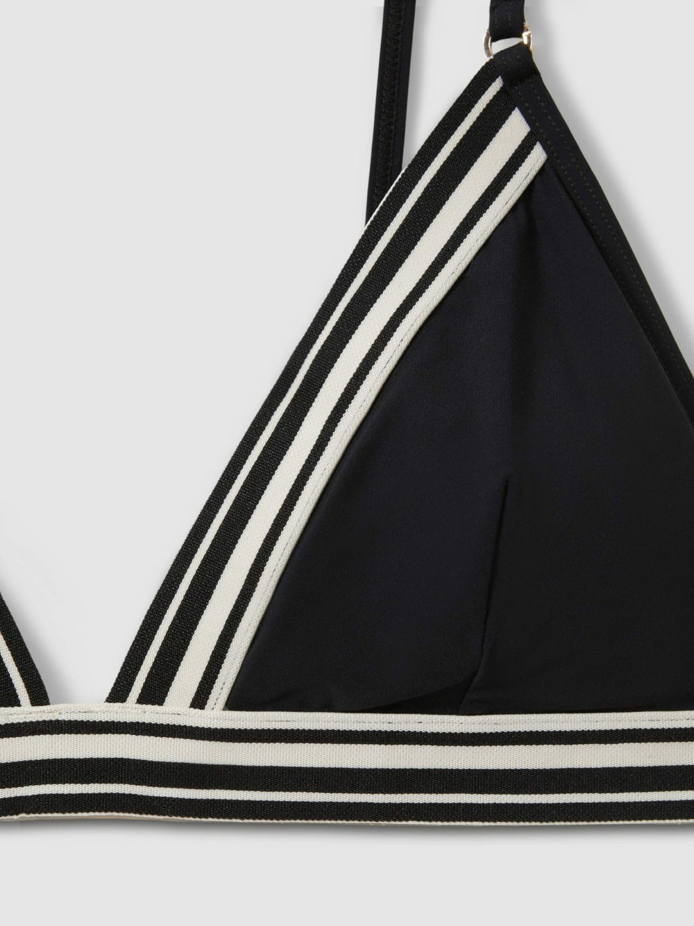 Women Triangle Colourblock Bikini Top in Black
