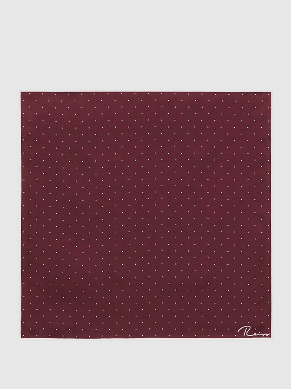 Men Polka Dot Silk Pocket Square in Burgundy