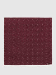 Men Polka Dot Silk Pocket Square in Burgundy