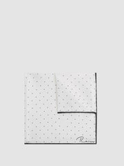 Men Polka Dot Silk Pocket Square in White