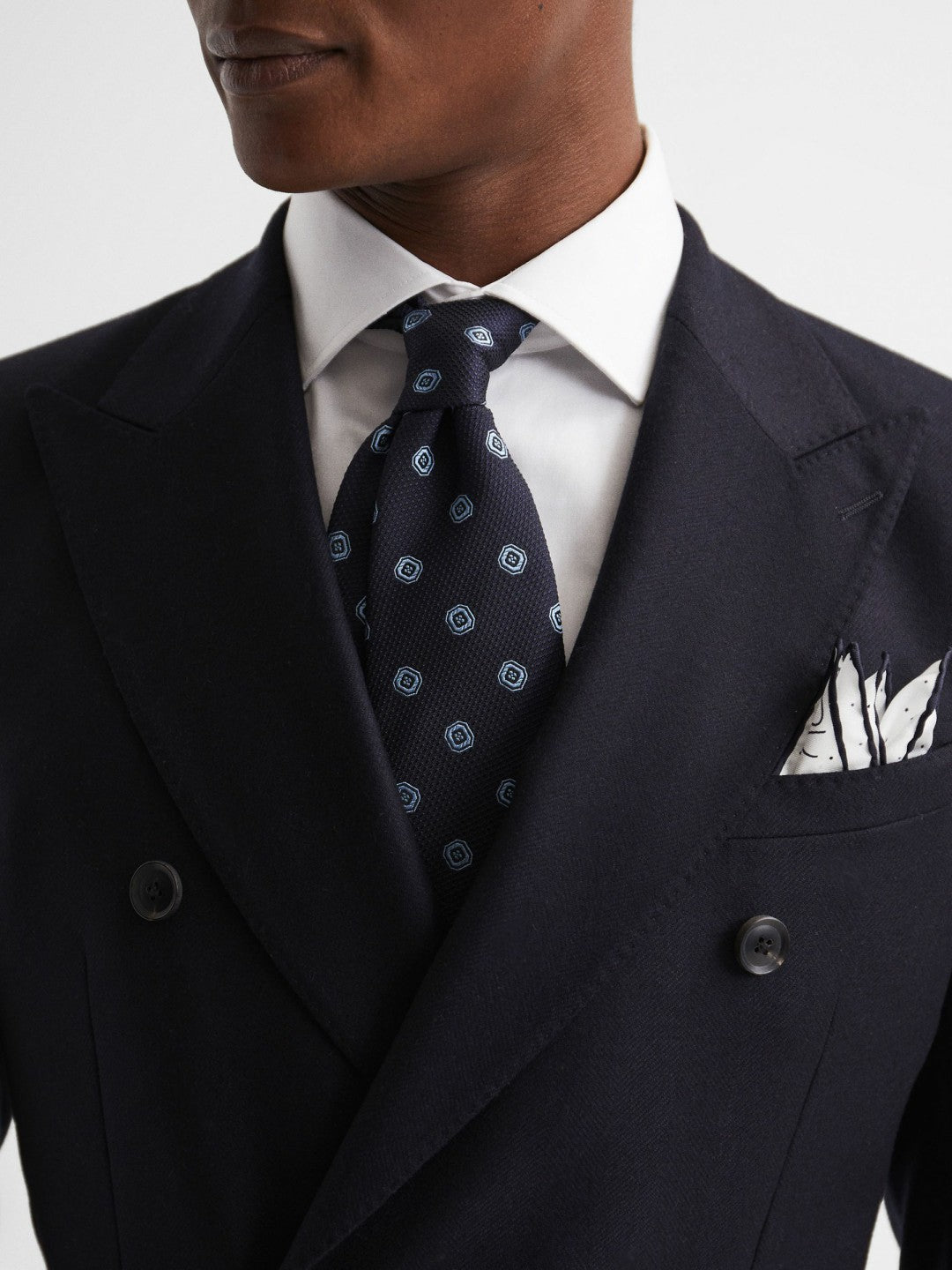 Men Polka Dot Silk Pocket Square in White