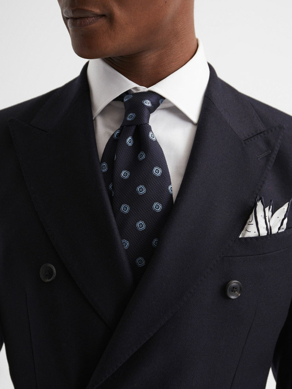 Men Polka Dot Silk Pocket Square in White