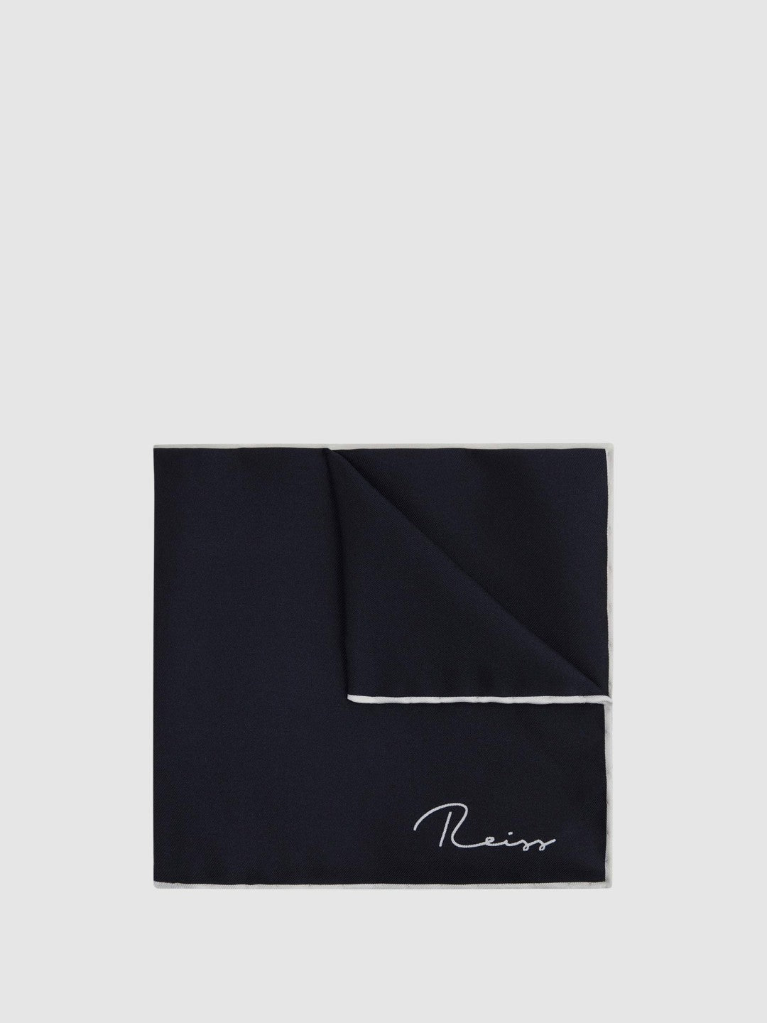 Men Plain Silk Pocket Square in Navy