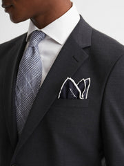 Men Plain Silk Pocket Square in Navy