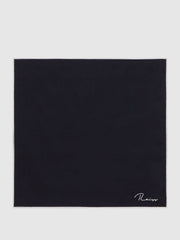Men Plain Silk Pocket Square in Navy