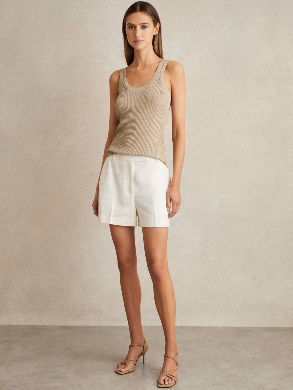 Women Metallic Vest Top in Gold