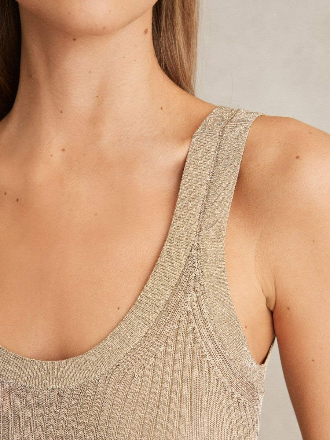 Women Metallic Vest Top in Gold
