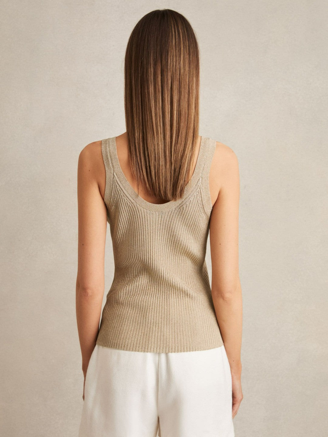 Women Metallic Vest Top in Gold
