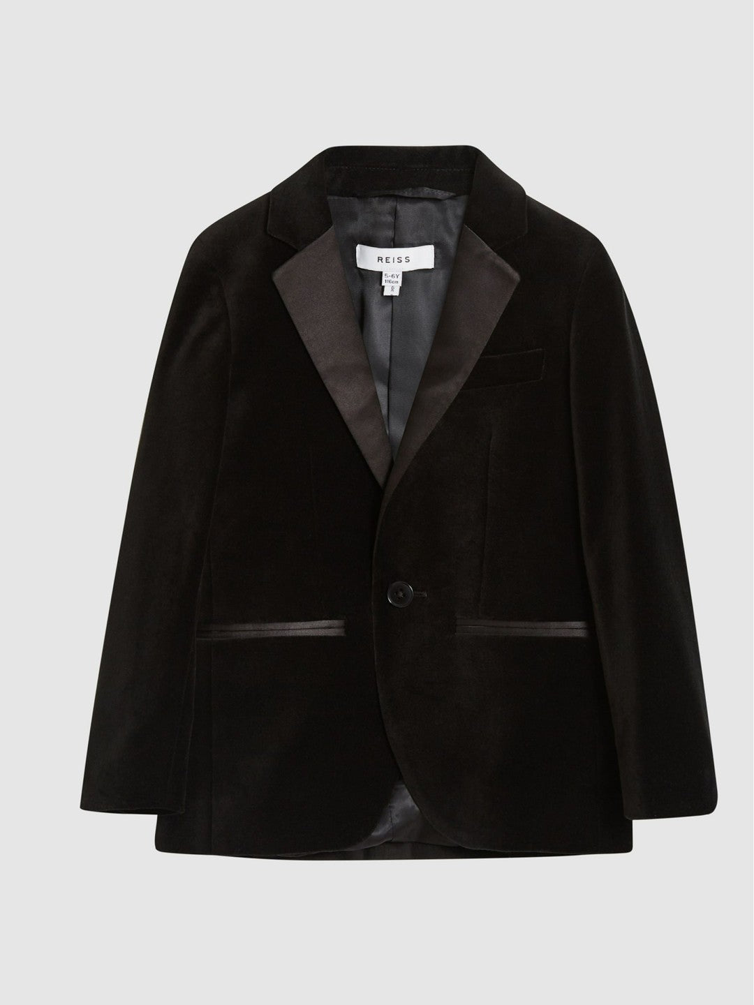 Children & Baby 4-9 yrs Single Breasted Velvet Blazer in Black