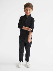 Children & Baby 4-9 yrs Merino Wool Zip-Neck Jumper in Navy
