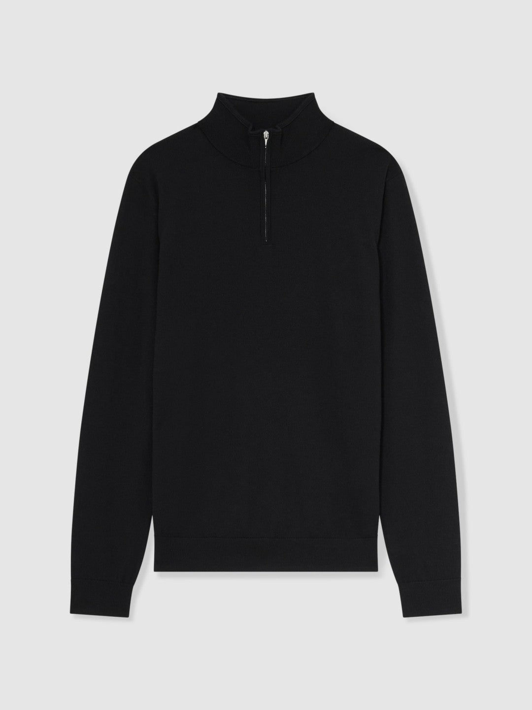 Men Merino Wool Half-Zip Jumper in Black