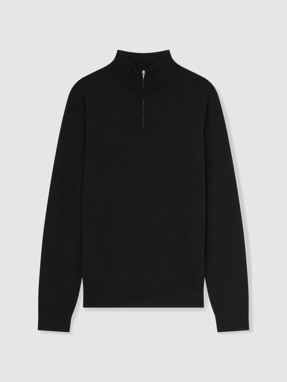 Men Merino Wool Half-Zip Jumper in Black