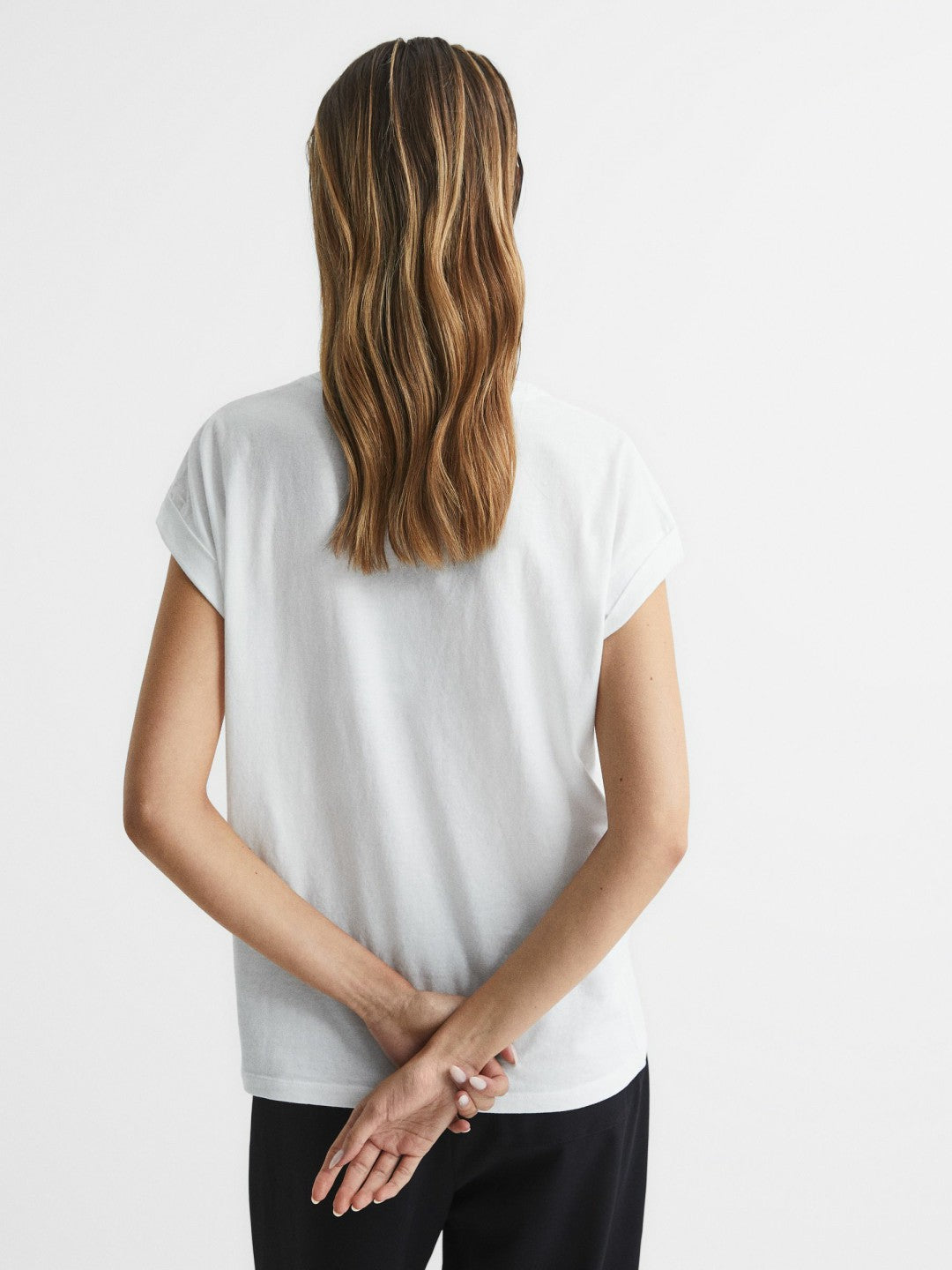 Women Cotton-Jersey Crew Neck T-Shirt in White