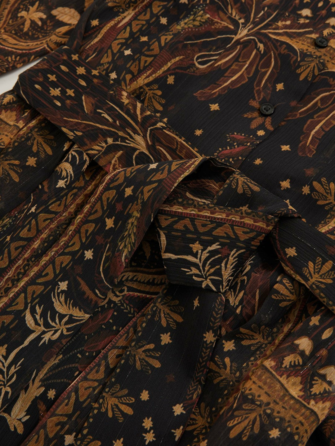 Women Botanical-Print Chiffon Mini Dress in Navy