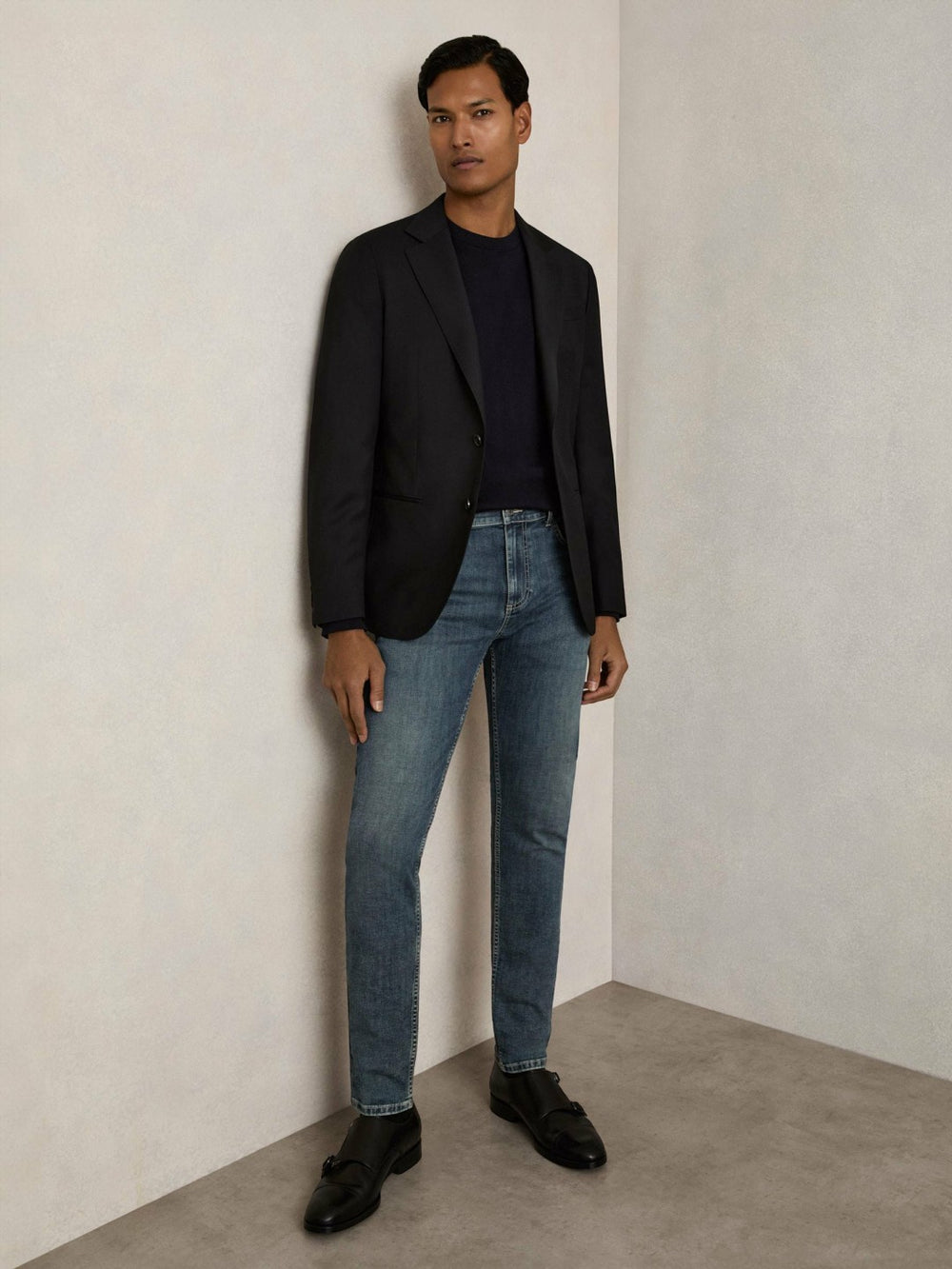 Men Skinny-Fit Jeans in Washed Indigo Grey Cast
