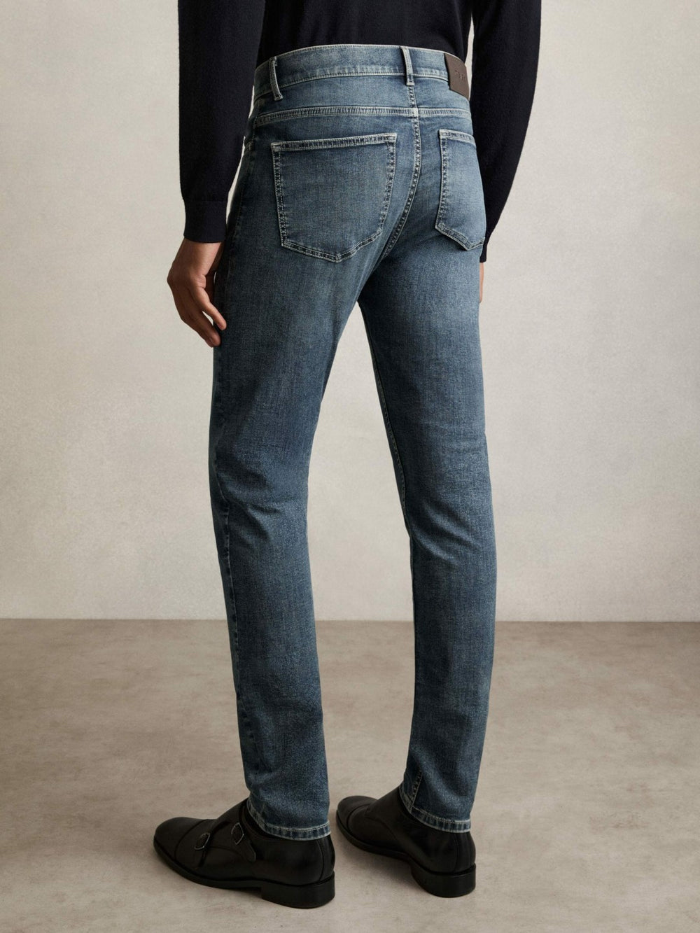 Men Skinny-Fit Jeans in Washed Indigo Grey Cast