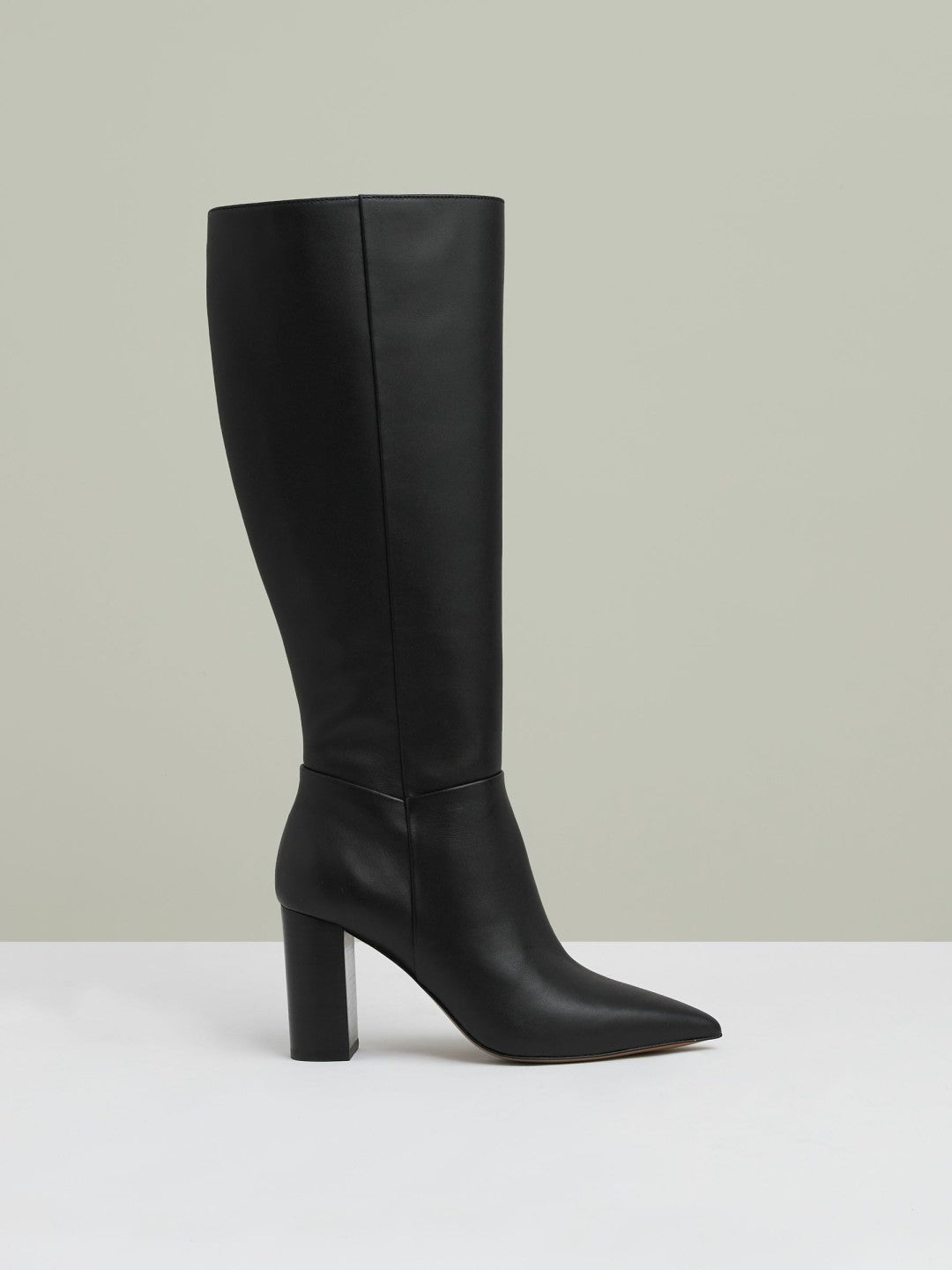 Women Block Heel Knee High Boots in Black