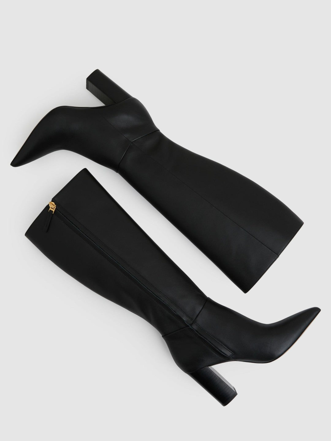 Women Block Heel Knee High Boots in Black
