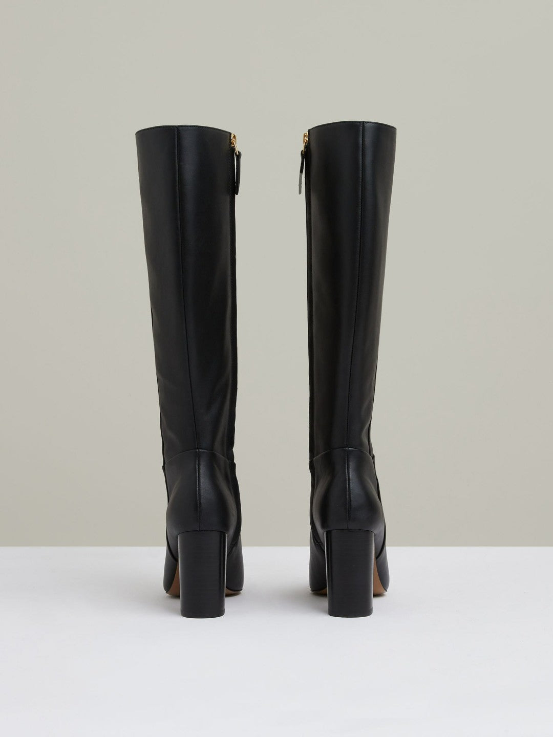 Women Block Heel Knee High Boots in Black