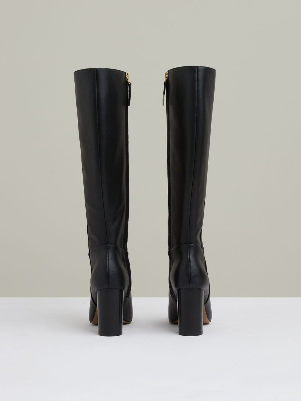 Women Block Heel Knee High Boots in Black